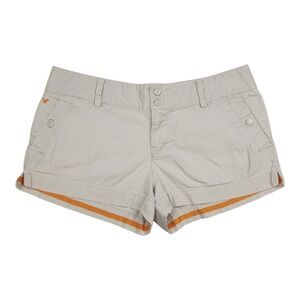Vintage American Eagle Outfitters Sz 8 Beige Ultra Low Rise Shorts Y2K